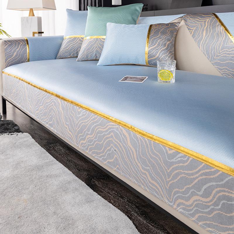 Летняя подушка для дивана из ледяного шелка, нескользящий коврик, подушка для сиденья, новый легкий роскошный простой кожаный чехол для дивана, тканевое полотенце