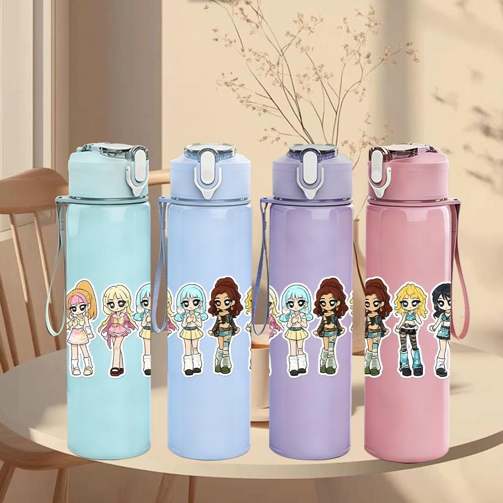 1PC Diverse Little Girl Team 750ml Color Plastic Sports Water Bottle Leakproof Flip Straw Lid Suitable for Sports Office Home Use