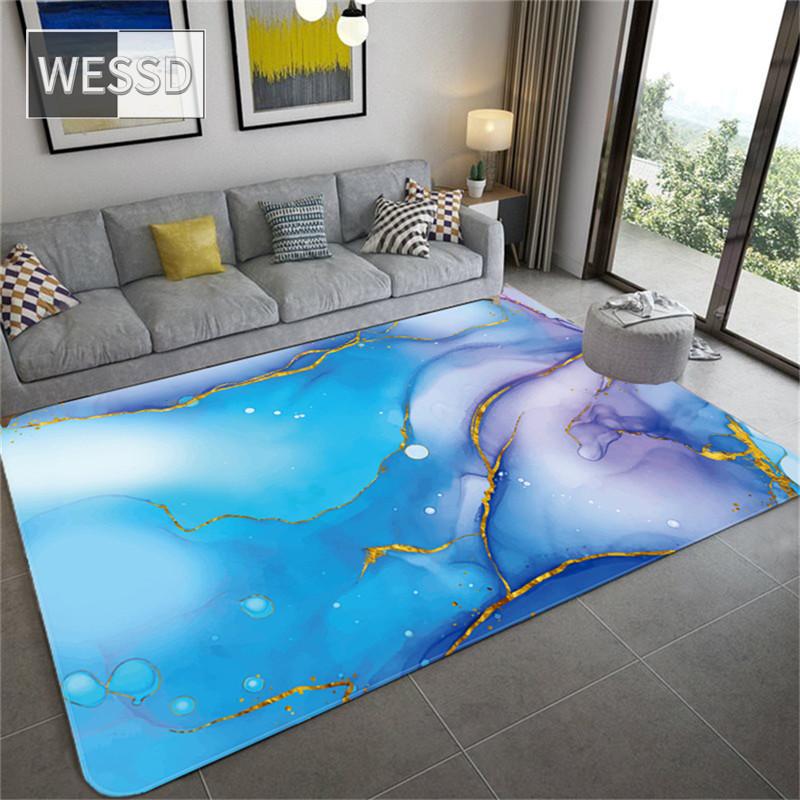 Синий Белый Картина Абстрактная Большой Коврик Для Гостиной Современная Фланелевая Губка Диван Ковер Входные Коврики Украшение Дома