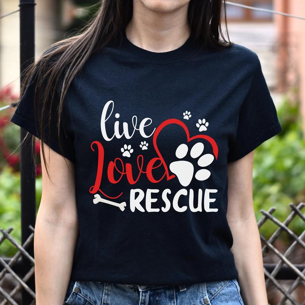 Live love rescue - dog adoption Unisex t-shirt gift black navy dark heather