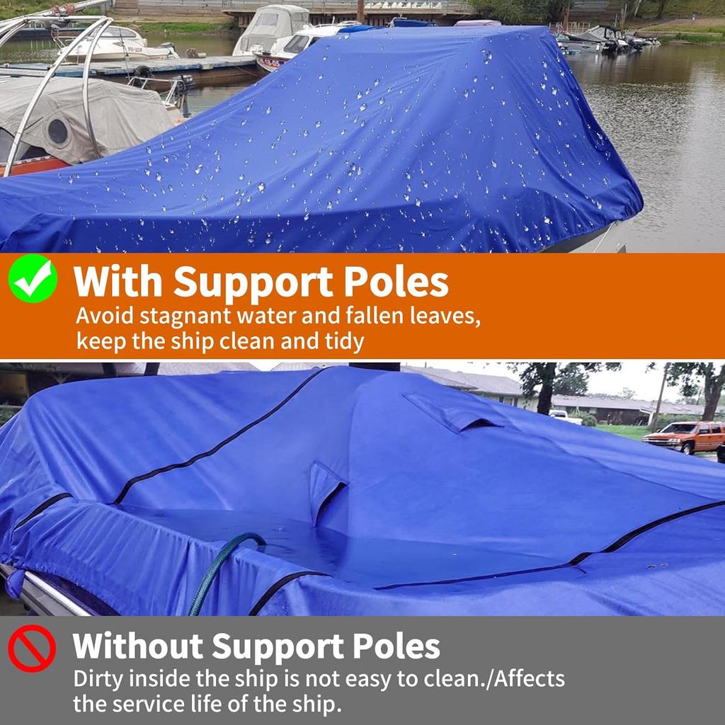 Boat Cover Support Poles Adjustable Boat Cover Pole Support System - Pontoon Cover Support Pole with 4 Webbing Straps for Jon