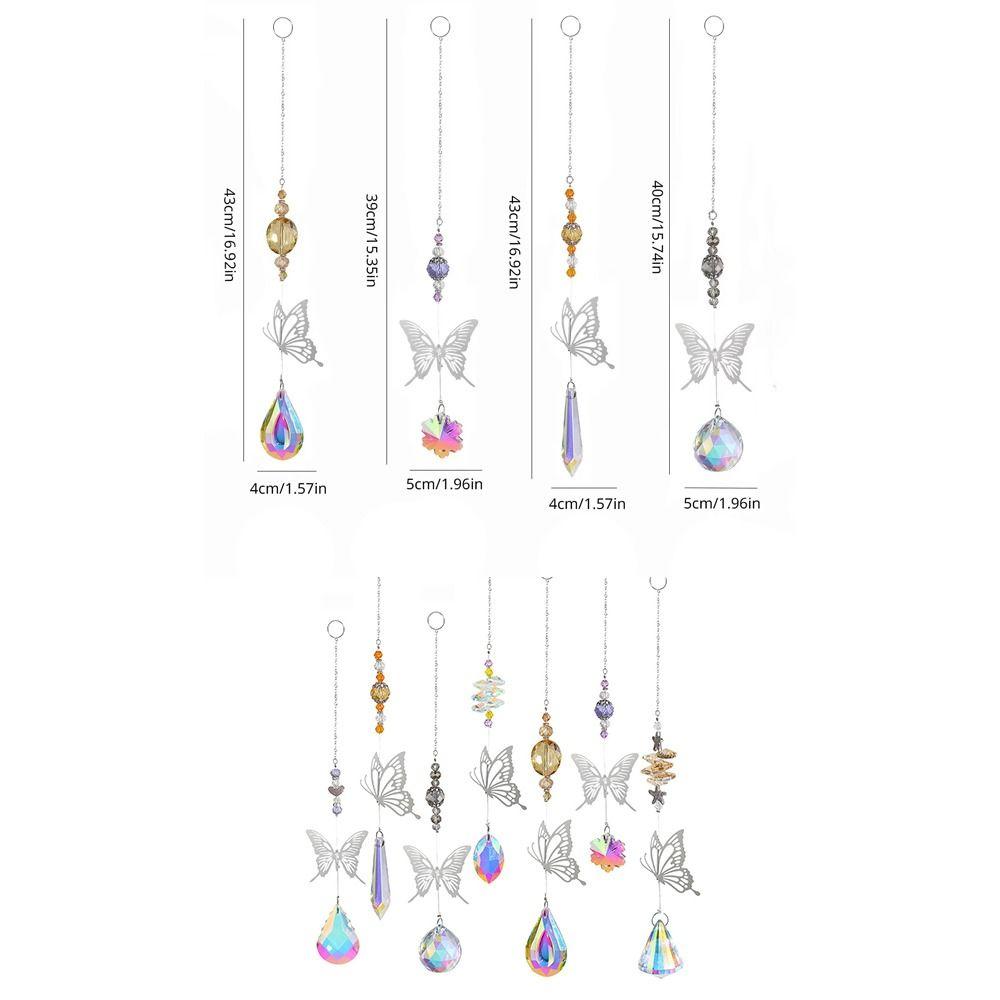 7Pcs Coloured Crystal Suncatcher Hanging Light Collection Pendant Wind Chime Landscape