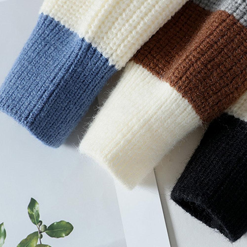 Мужской Y2K сине-коричневый трикотаж в полоску, свитер, блузка, топы, пуловер, вязаный повседневный корейский осенне-зимний свитер, джемпер для мужчин