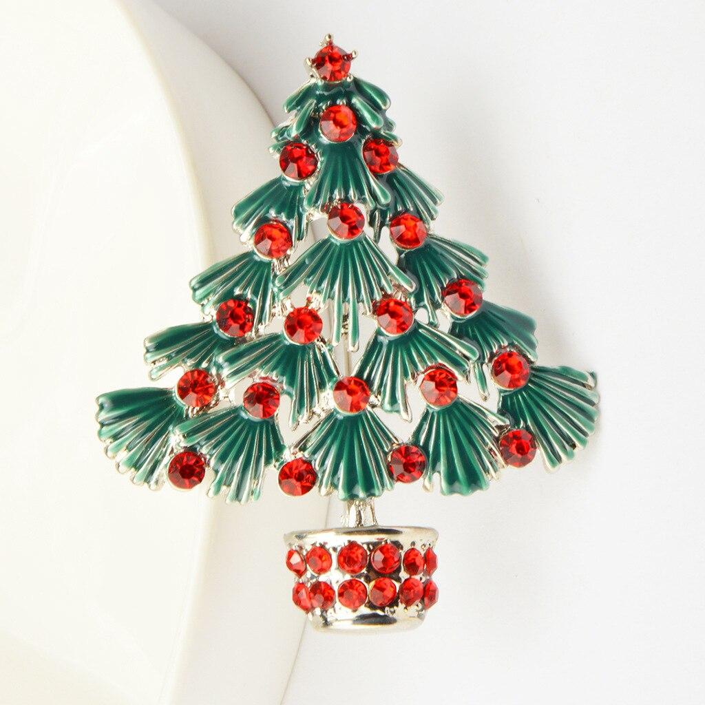 Blucome Christmas Brooches Cute Anime Christmas Tree Shape Brooch Pins for Women Men Suit Scarf Hijiab Pins Christmas Gifts