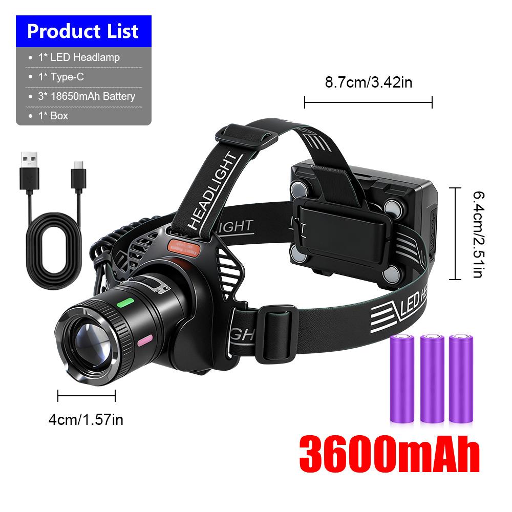 Super Bright Headlight 18650 Batteries Power Bank Mechanic Headlamp Sensor USB Rechargeable Head Torch Waterproof Camping Hiking