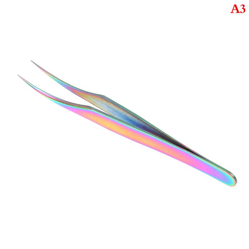1Pc Multicolor Stainless Steel Eyelashes Tweezers Curved Straight For Eyelash Tongs False Clip Professional For Lashes Extension Tools