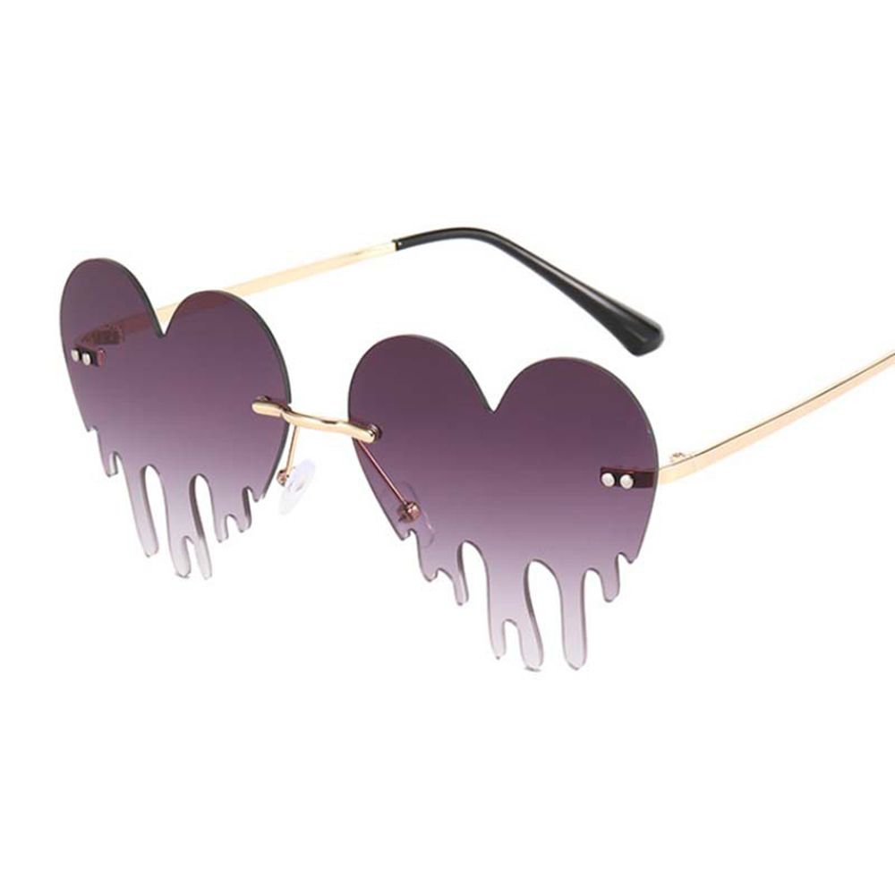 Fashion Colorful Ocean Luxury Heart Unique Women Tear Shape Rimless Sunglasses Sun Glasses