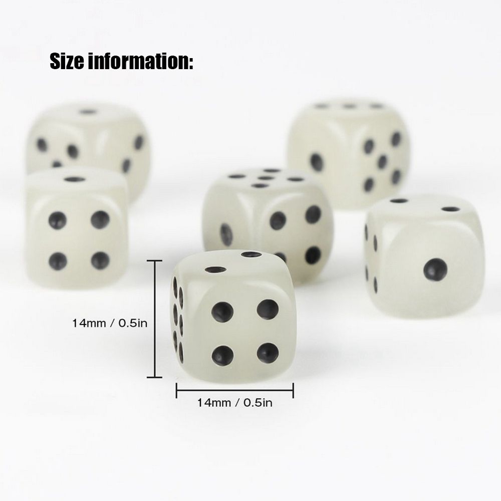 Fun Night Bar 14mm 6 Sided Bright Light Luminous Noctilucent Dice Cubes Game Dices Drinking Tool
