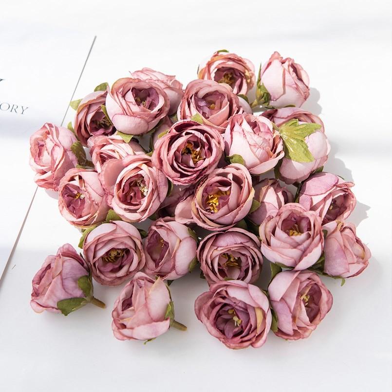 20/40pcs Artificial Flowers Silk Rose Colorful Room Home Garden Wedding Bridal Bouquet Garland Festival Gifts Box Fillers Decor