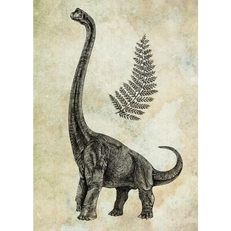 Классический Ретро Таинственный Скелет Ископаемого Динозавра Арт Постер Холст Принт Настенное Искусство Картины Гостиная Спальня Украшение Дома