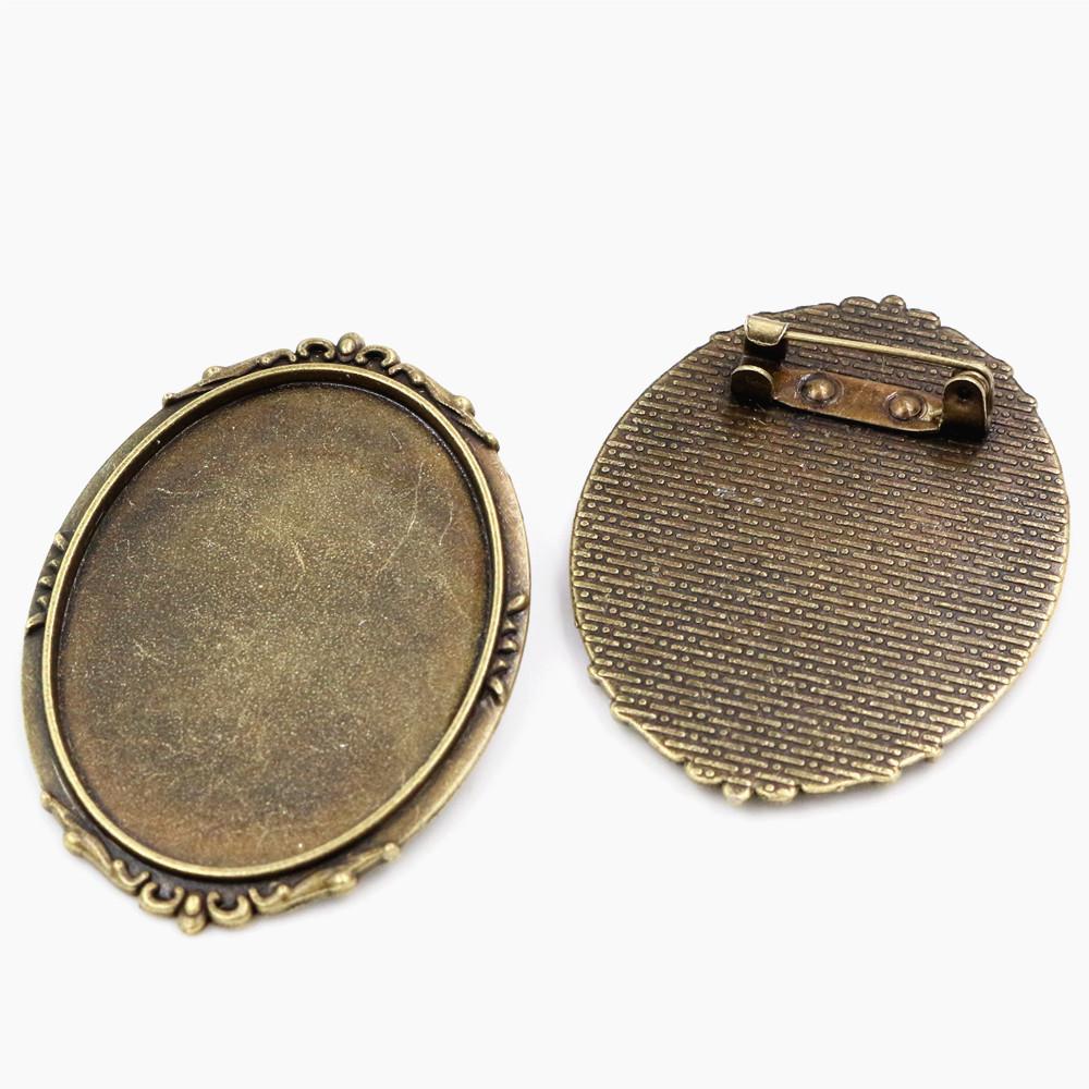 New Fashion 5pcs 30x40mm Inner Size Antique Gold/Silver Black Bronze Pin Brooch Pierced Style Base Setting Pendant