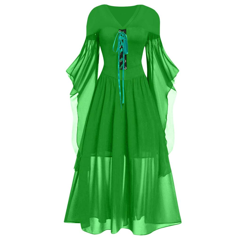 Женское повседневное платье с открытыми плечами больших размеров, сплошное цветное кружевное платье с рукавами-бабочками на Хэллоуин, готическое платье