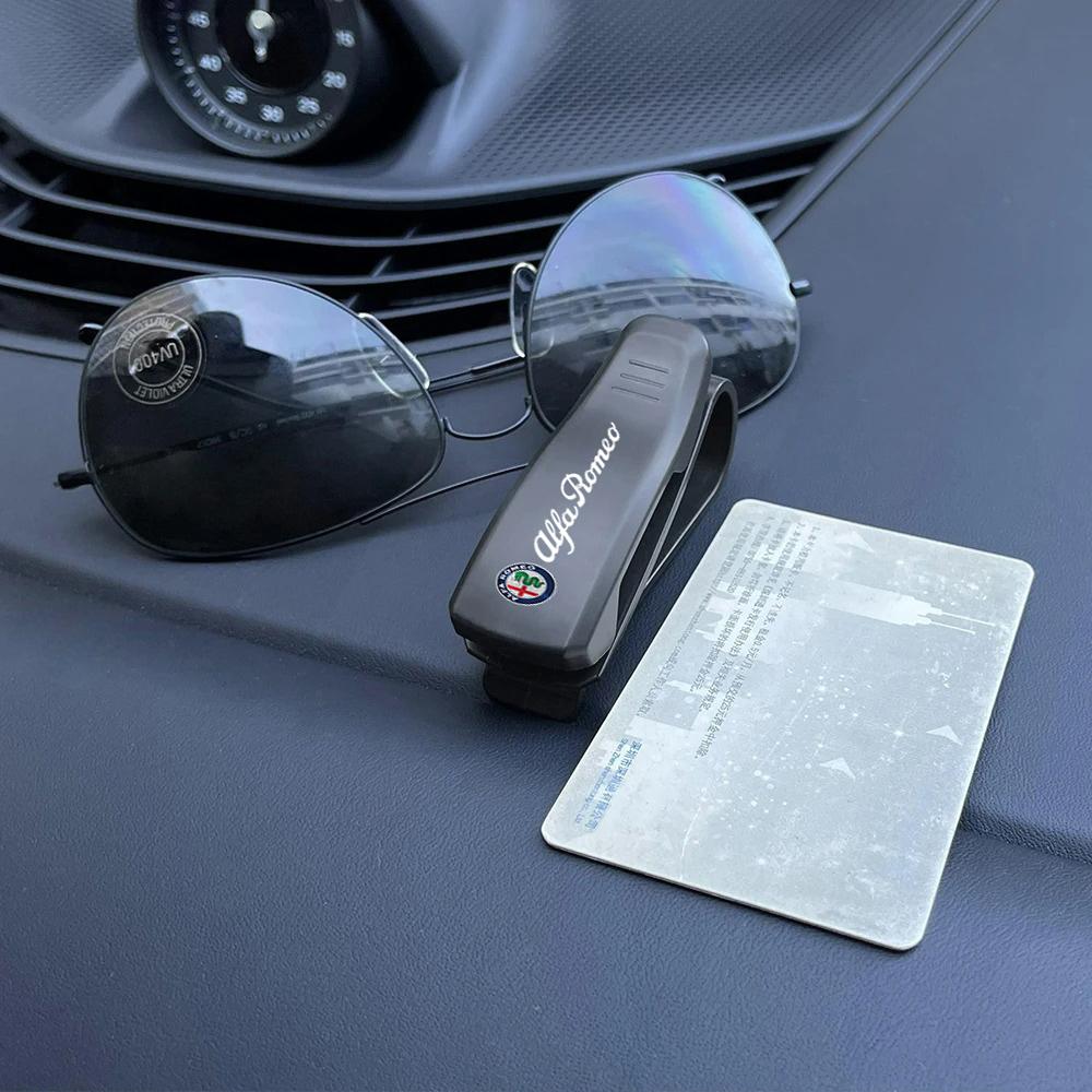 For Alfa Romeo Sunglasses Clip Auto Sun Visor Car Glasses Case Card Ticket Pen Holder For Alfa Romeo 159 Giulietta Stelvio 4C MI