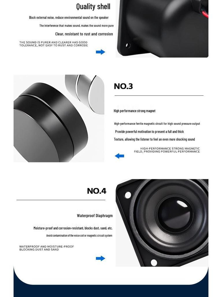 JingGeYuan 5757 4 Ом 5 Вт Мультимедийный Двойной Магнит 2-дюймовый Полнодиапазонный Динамик-Рупор