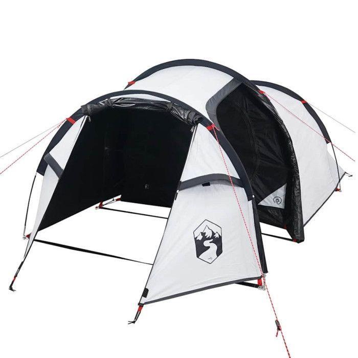 VidaXL Tente de Camping 4 Personnes, Tente d'Ombrage avec Sac, Auvent Portable avec Parois Latérales pour Randonnée, Blanc 94393