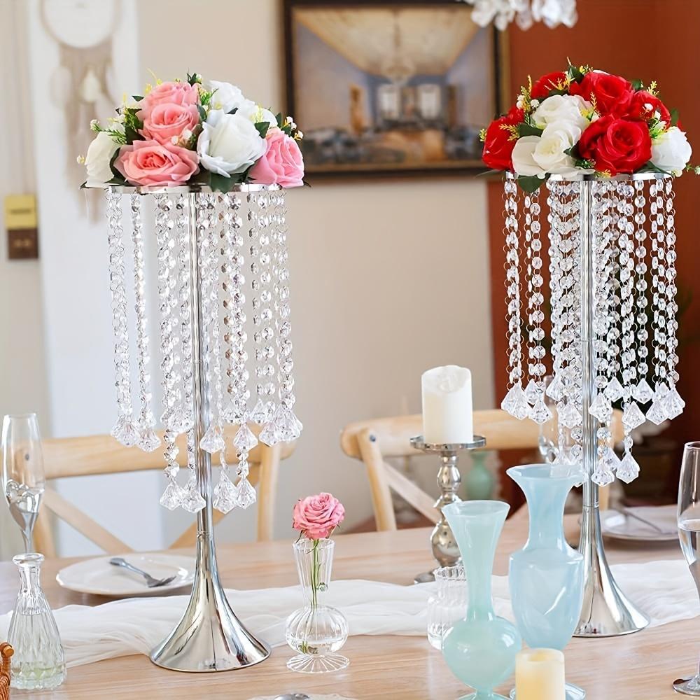 2-piece Acrylic Hanging Bead Flower Stand, Electroplating Process, Table Flower Stand, Home Decoration, Wedding Decoration