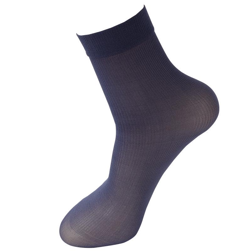 Ultra-thin Bamboo Fiber Socks for Men: Breathable, Sweat-Absorbent, Mid-Tube, Solid Color - Ideal for Spring and Summer Casual or Business Wear.