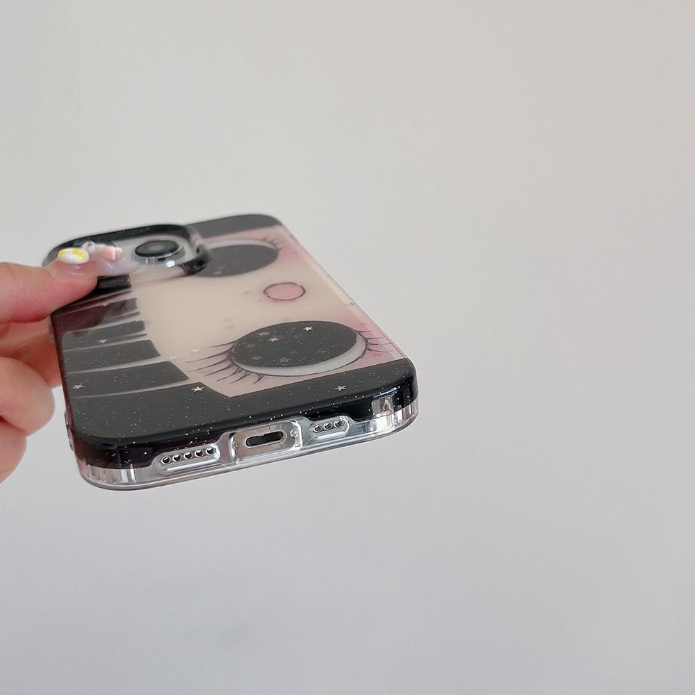 Мультяшный Аниме Сияющие Глаза Милый Чехол для Телефона для IPhone 17 16 15 14 13 Pro Max Девочка Блестящие Большие Глаза Задняя Крышка Телефона Capa