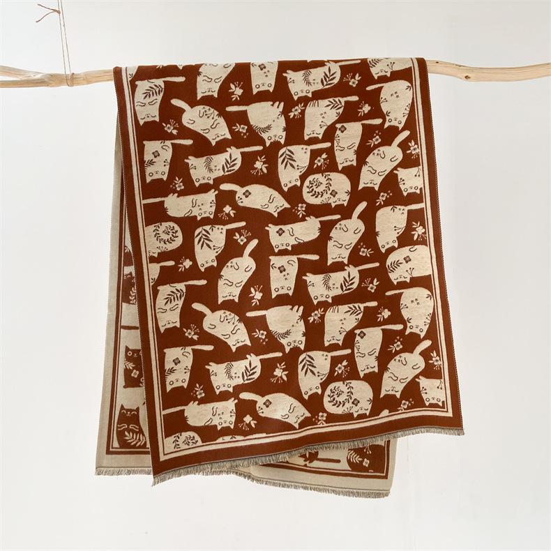 2024 Autumn/Winter New Imitation Cashmere Exterior Warm Office Versatile Extended Thick Scarf Air Conditioning Room Shawl for Women