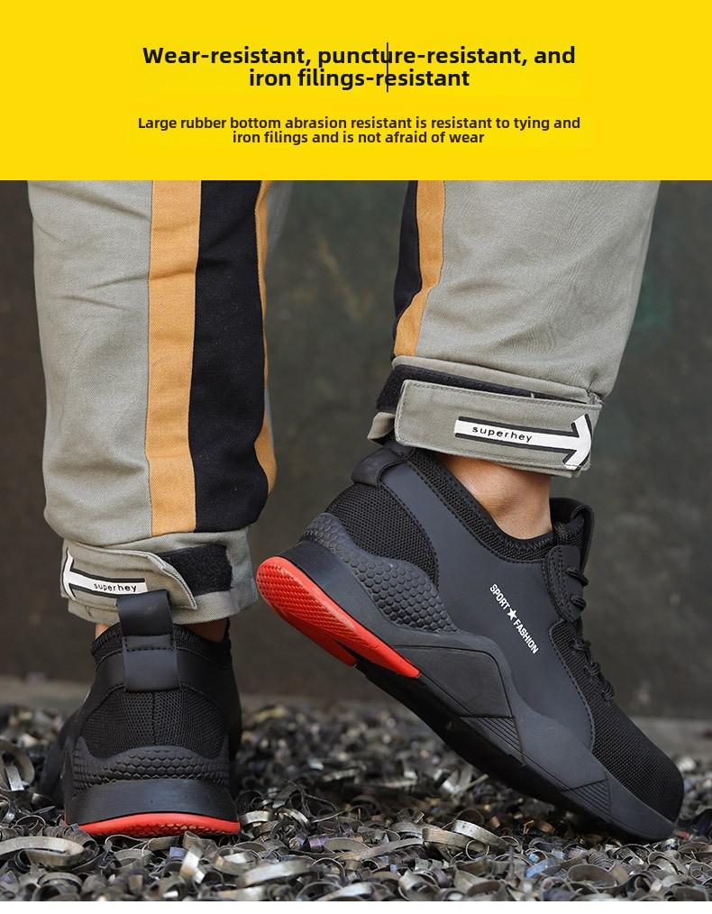 Мужские всесезонные защитные ботинки со стальным носком, защита от ударов и проколов, дышащая ткань с большой буквой G, резиновая подошва