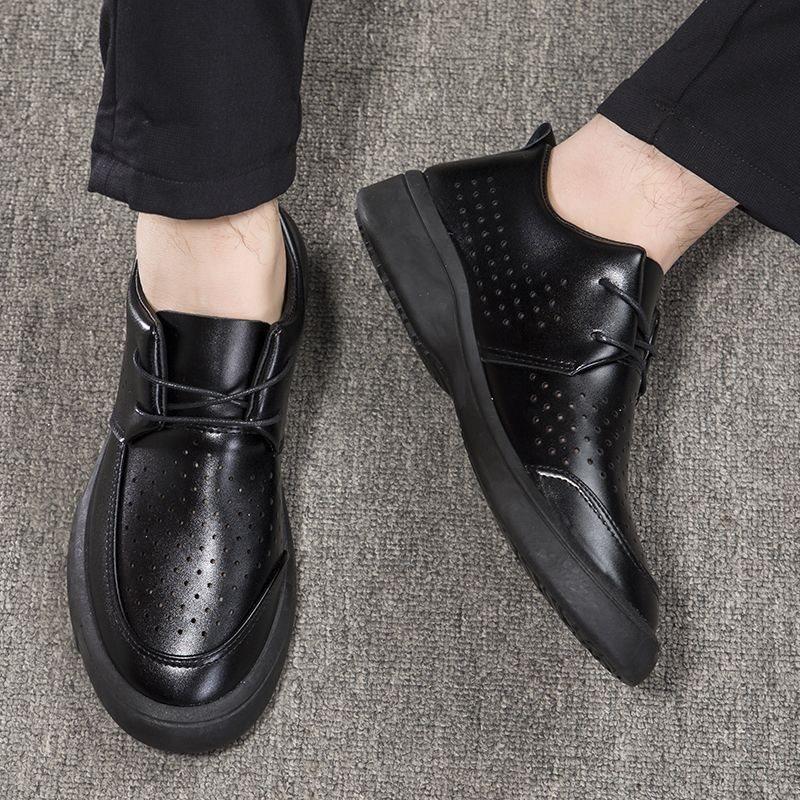 Мужская обувь Весна и Осень Деловая мужская повседневная обувь Повседневная обувь в британском стиле с мягкой подошвой Кожаные туфли с круглым носком для мужчин
