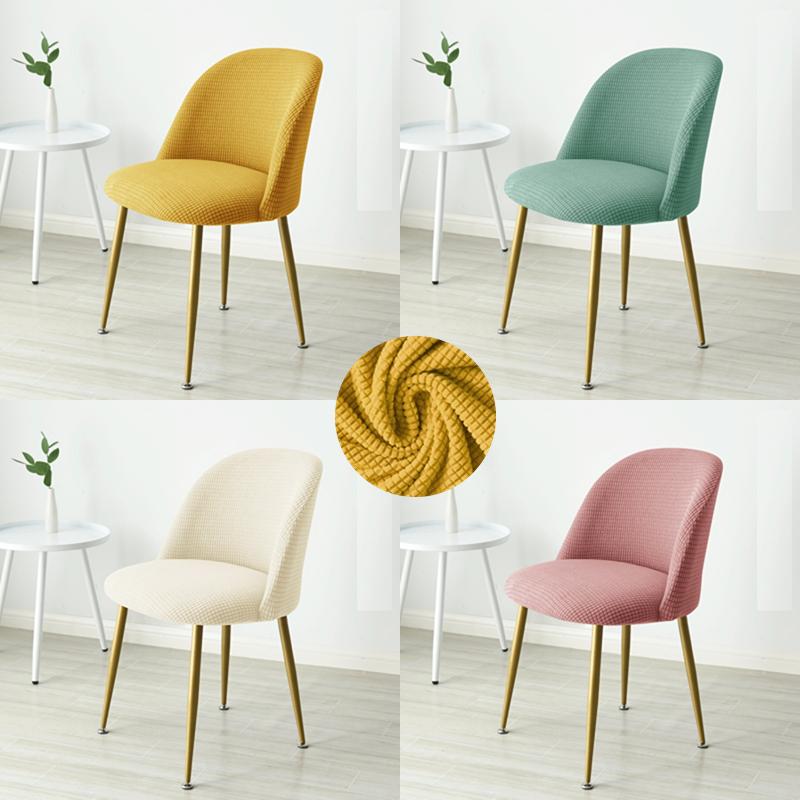 Polar Fleece Curved Chair Cover Accent Short Back Dining Chair Slipcovers Small Chair Covers Stretch Seat Cover Kitchen Hotel