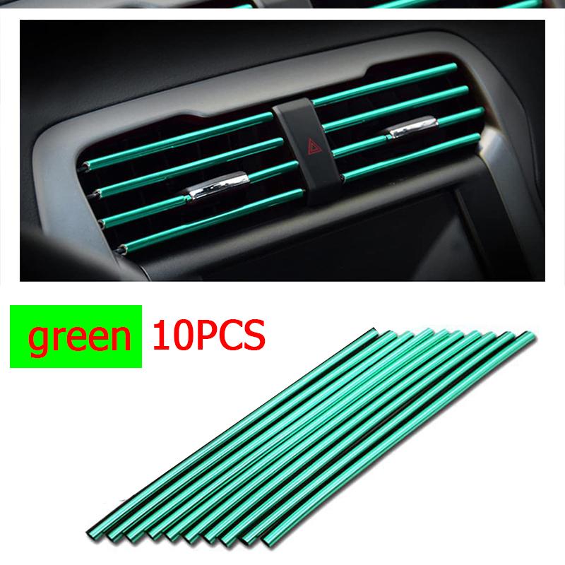 10Pcs Colorful Car Air Conditioner Vent Outlet Trim Decor Strips U Shape Moulding PVC Colorful Shiny Car Trim Strips Decoration