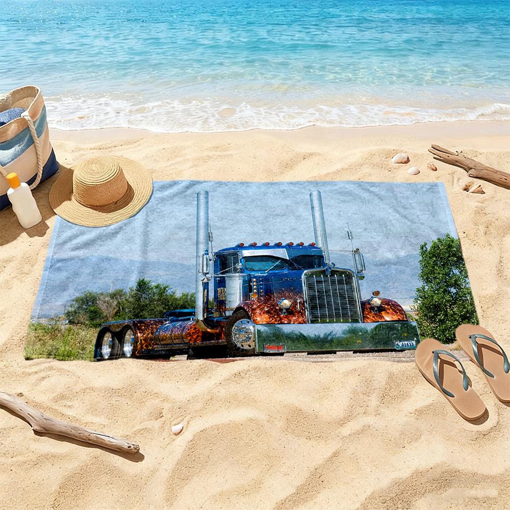Kw Heavy Trucks Beach Towel Super Soft Microfiber Quickdry Fabric Comfortable Lightweight