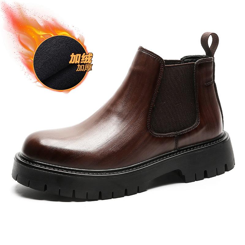 Увеличивающие внутреннюю высоту ботинки Brock Chelsea мужские высокие кожаные ботинки Gouging British Martin Boots 2113-R