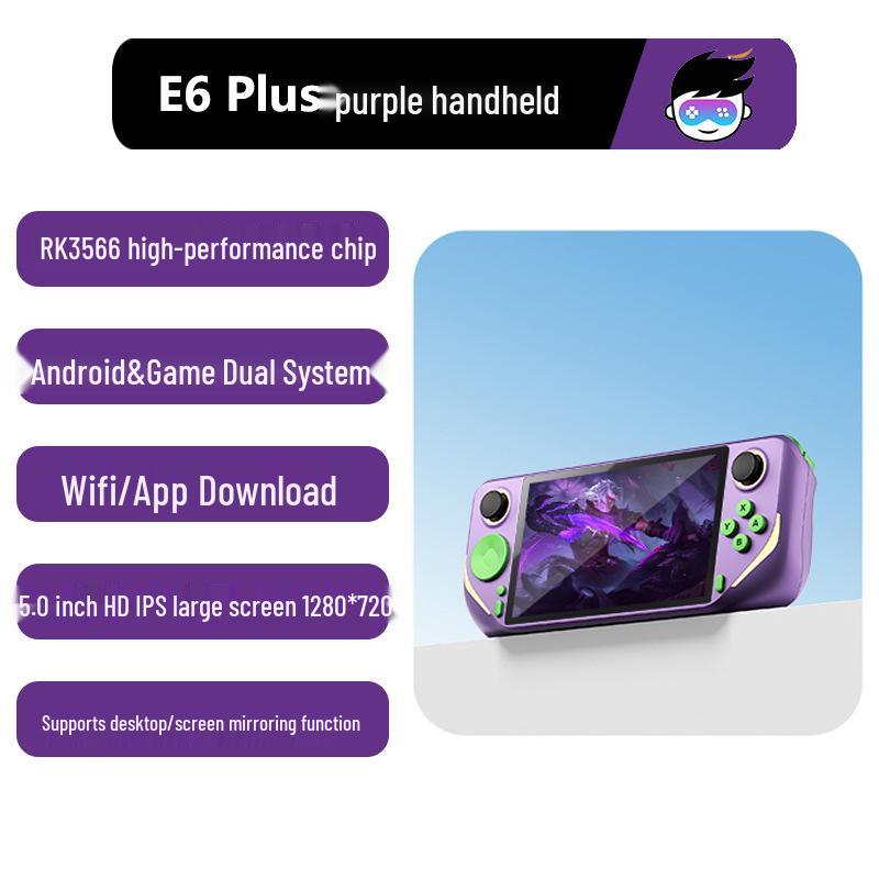 Портативная игровая консоль E6Plus 5" Сенсорный HD экран, RK3566, Двойная система, Поддержка WiFi и трансляции экрана