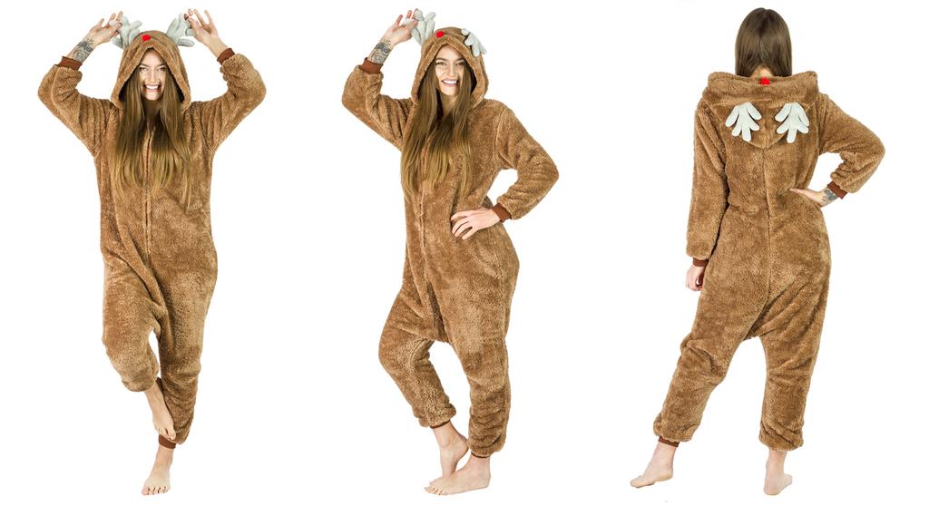 Men's dark reindeer pajamas gift kigurumi onesie one-piece l Reindeer Onesie Costume - L
