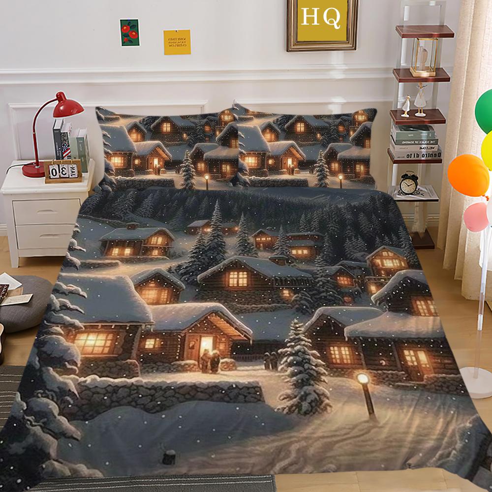Домашнее постельное белье с рождественским принтом, королевский размер, полиэстеровая постельная одежда, детские милые покрывала высокого качества высокого качества