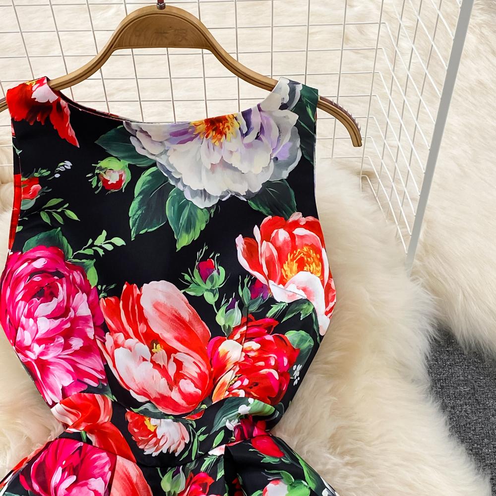 Юбка-жилет в стиле ретро в европейском и американском стиле. Высококачественное легкое роскошное платье трапециевидной формы с круглым вырезом и талией без рукавов.