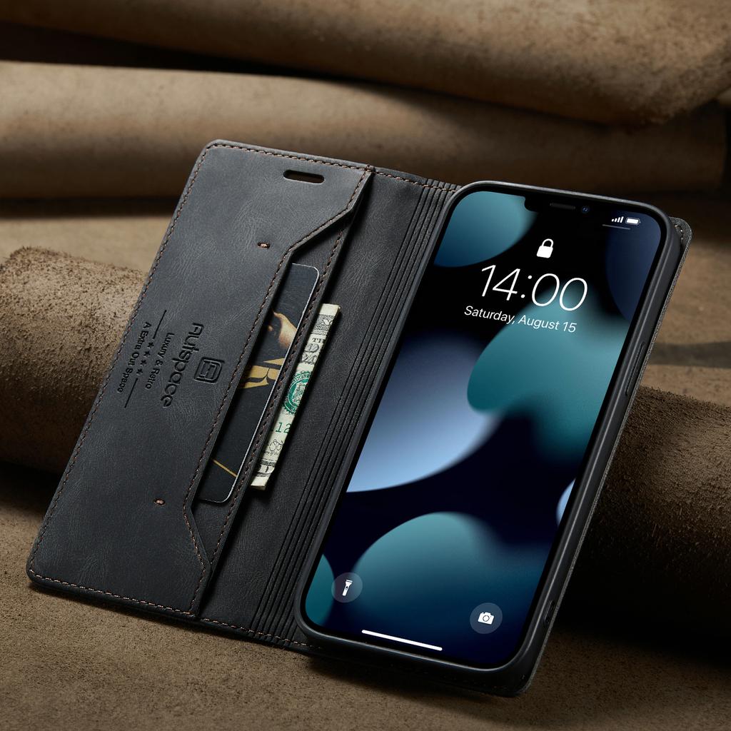 AutSpace-A01 Для Samsung Galaxy S25 S24 S23 S22 Ultra S20, Противоударный Магнитный Чехол-книжка из ПУ кожи с отделением для карт и подставкой
