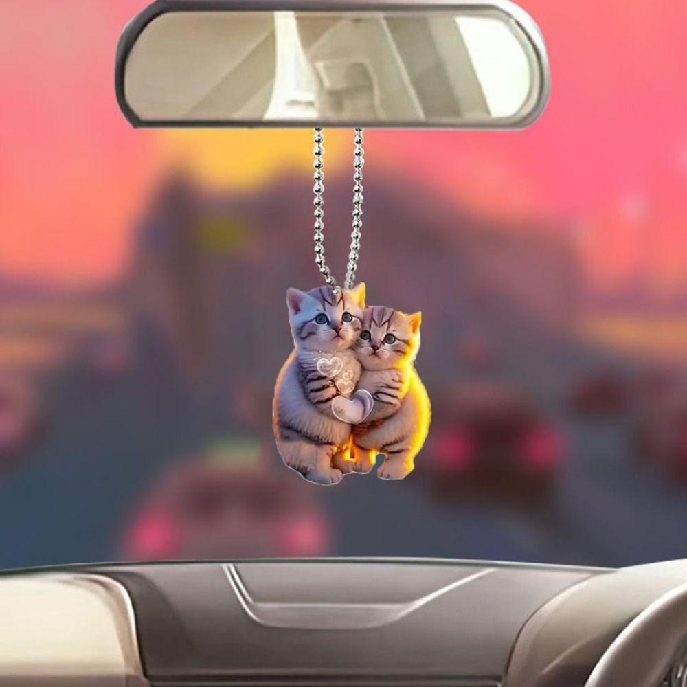Подвеска для сумки Кот Брелок для ключей от машины Кольцо для ключей от машины Украшение для машины Модная акриловая подвеска Салон автомобиля
