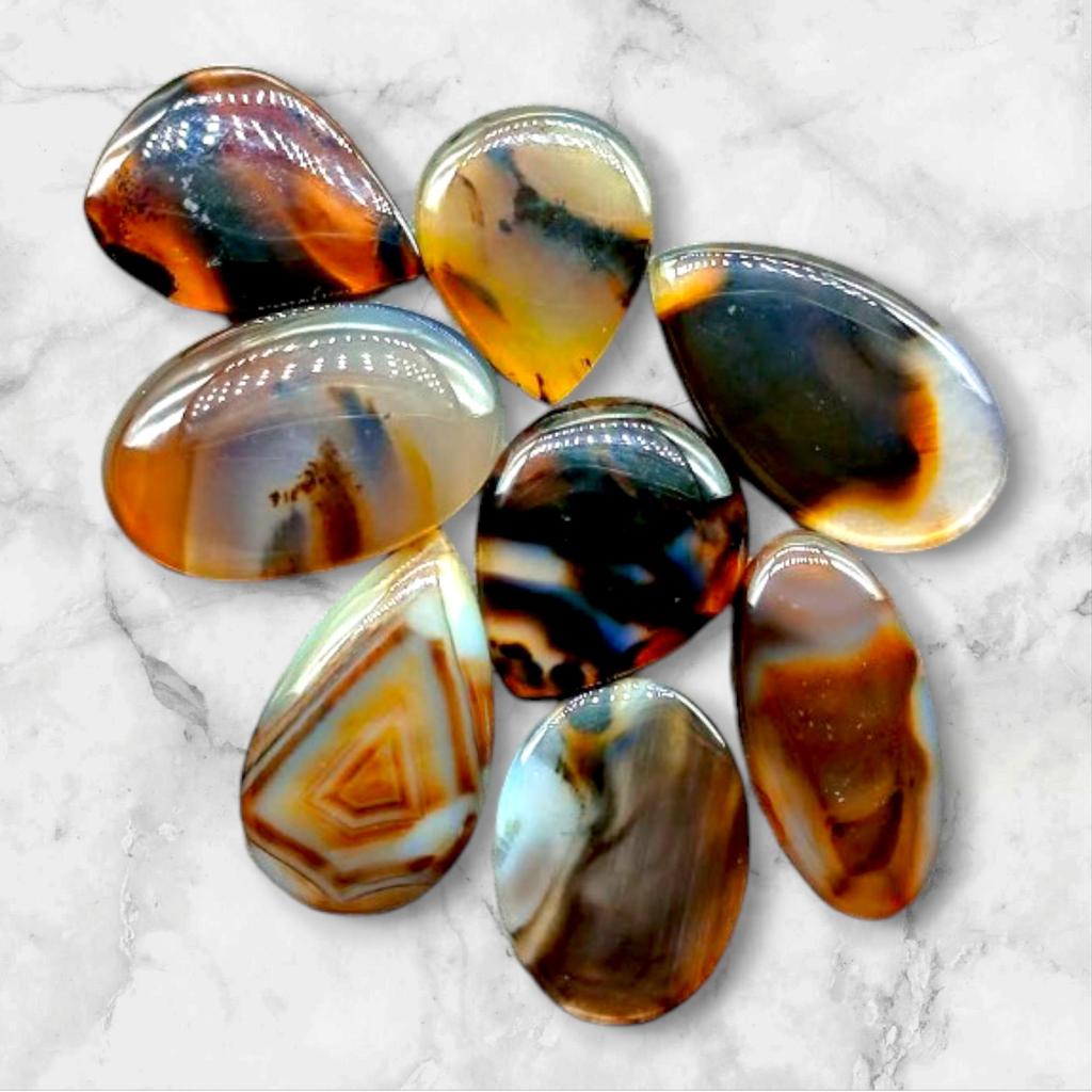 Лечебные камни, кабошон из натурального монтанийского агата, лот россыпью кабошонов, смешанный лот, лот лечебных драгоценных камней для изготовления ювелирных изделий.
