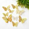 Yousheng 12 Pcs 3D Butterfly Wall Decor 3 Sizes Metallic Hollow Butterfly Decal for Birthday Party Cake Decoration Removable DIY Wall Art Mural for