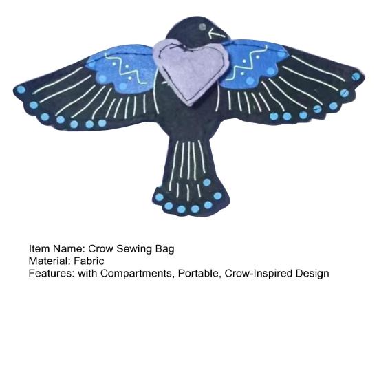 Сумка для шитья "Ворон" Хранитель стежков Ручной работы Фетровый Ворон Швейная сумочка Органайзер для швейных принадлежностей Подарок для любителей рукоделия Мамы Женщины