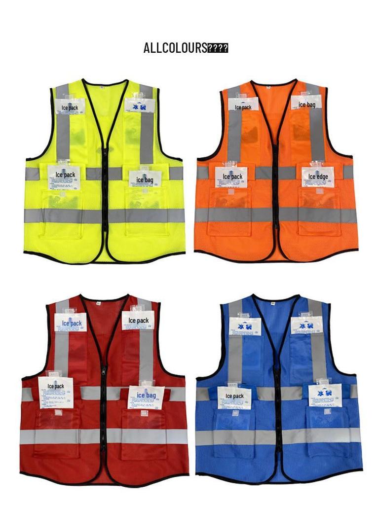 Дышащий светоотражающий сетчатый жилет с пакетом со льдом для лета