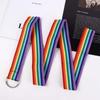 D-shaped Buckle Rainbow Canvas Belt Long Canvas Waist Belt Retro Men Belt  For Jeans