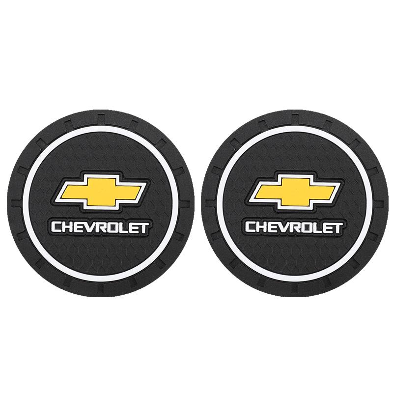 APT2 2Pcs Silicone Coaster Car Water Cup Pad Anti-slip Mat Auto Interior For Chevrolet Camaro Colorado Cobalt Silverado Beat Groove