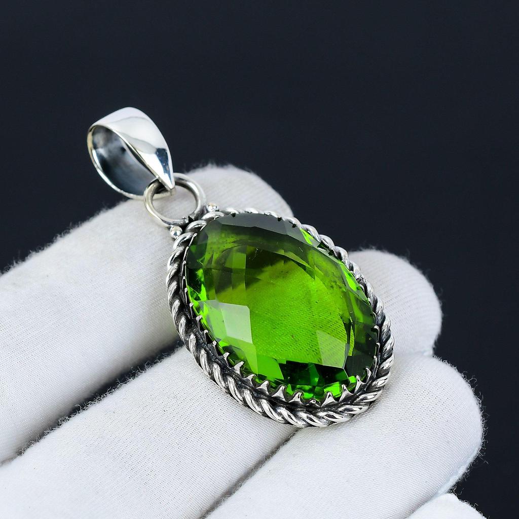 Peridot Gemstone Handmade 925 Sterling Silver Jewelry Pendant, Peridot September Birthstone, Holiday Gift for Her Jewelry for Special Occasions