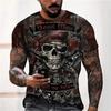 Summer Men's Fashion Casual O Neck Vintage T Shirt Clothing 3d Horror Skull Print T Shirt Harajuku Oversized Short Sleeve Top