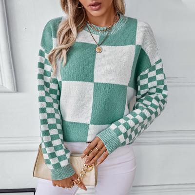 Осень-зима Винтажный свободный топ с длинными рукавами, сетчатый узор, кардиган, трикотаж, свитер с круглым вырезом