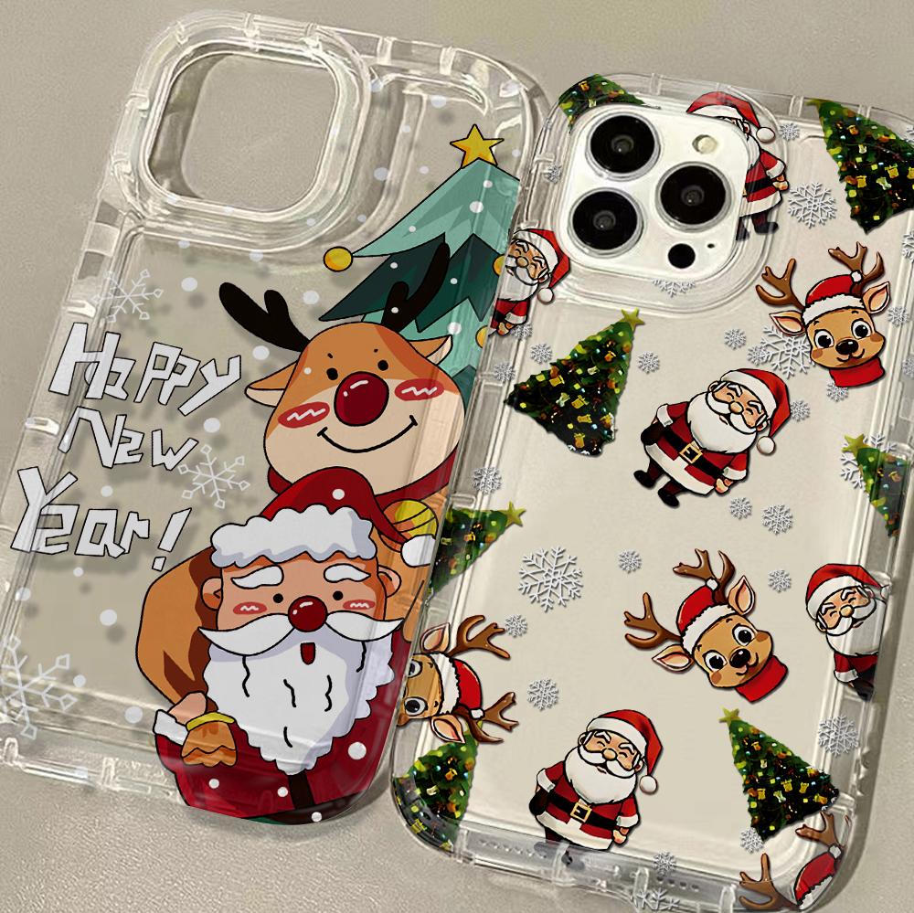 Cute Cartoon Christmas Phone Case for Samsung Galaxy S25 S24 S23 S22 S21 S20 Note20 Note10 FE Ultra Plus 4G 5G Clear Back Cover