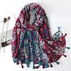 90*180CM New Fashion Printed Soft Linen Cotton Scarf Shawls Abstract Floral Tassel Viscose Scarves Lady High Quality Long Hijab