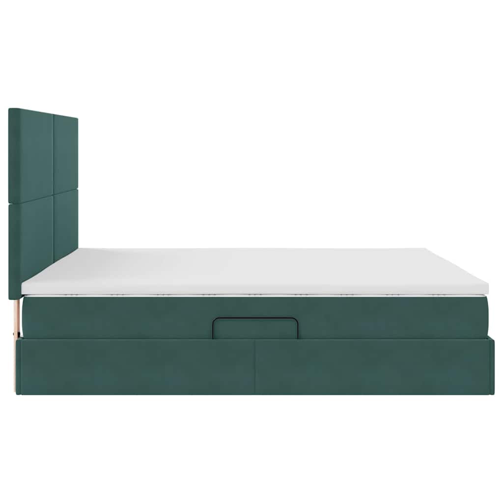 Storage Bed with Mattress Dark Green 160 x 200 cm Velvet