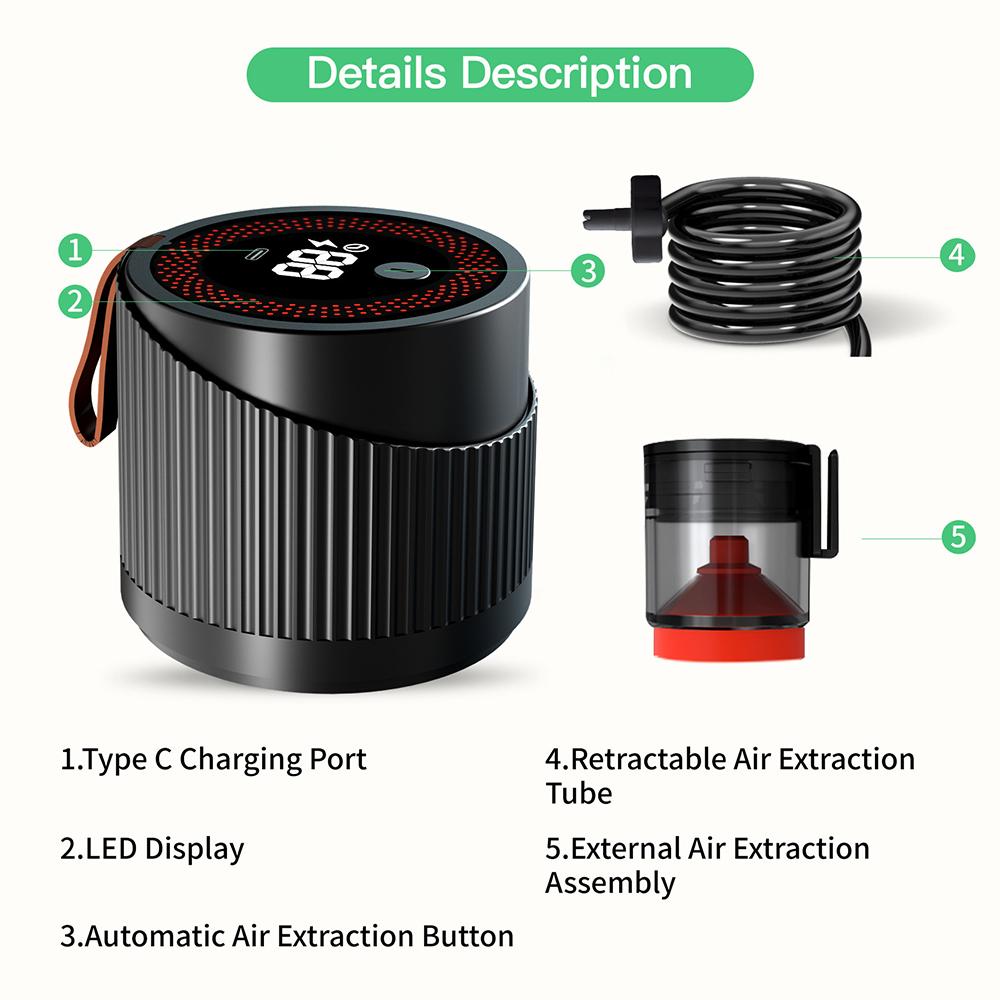 2 в 1 Электрический вакуумный упаковщик для банок Mason с широким и обычным горлом, беспроводной