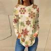 Tee Shirts For Women Fall Casual Long Sleeve Shirts Sweatshirt Vintage Graphic Printing Top Pullover Christmas
