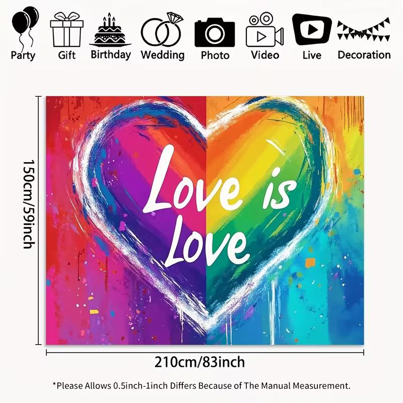 2D Flat Rainbow Love is Love Backdrop LGBTQ Pride Celebration Background Cloth